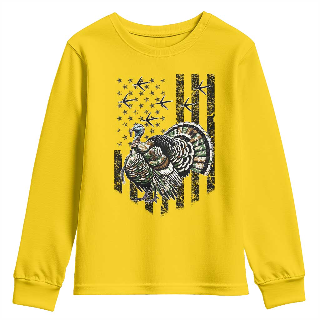 Turkey Hunter Youth Sweatshirt Patriotic American Flag Gift - Wonder Print Shop