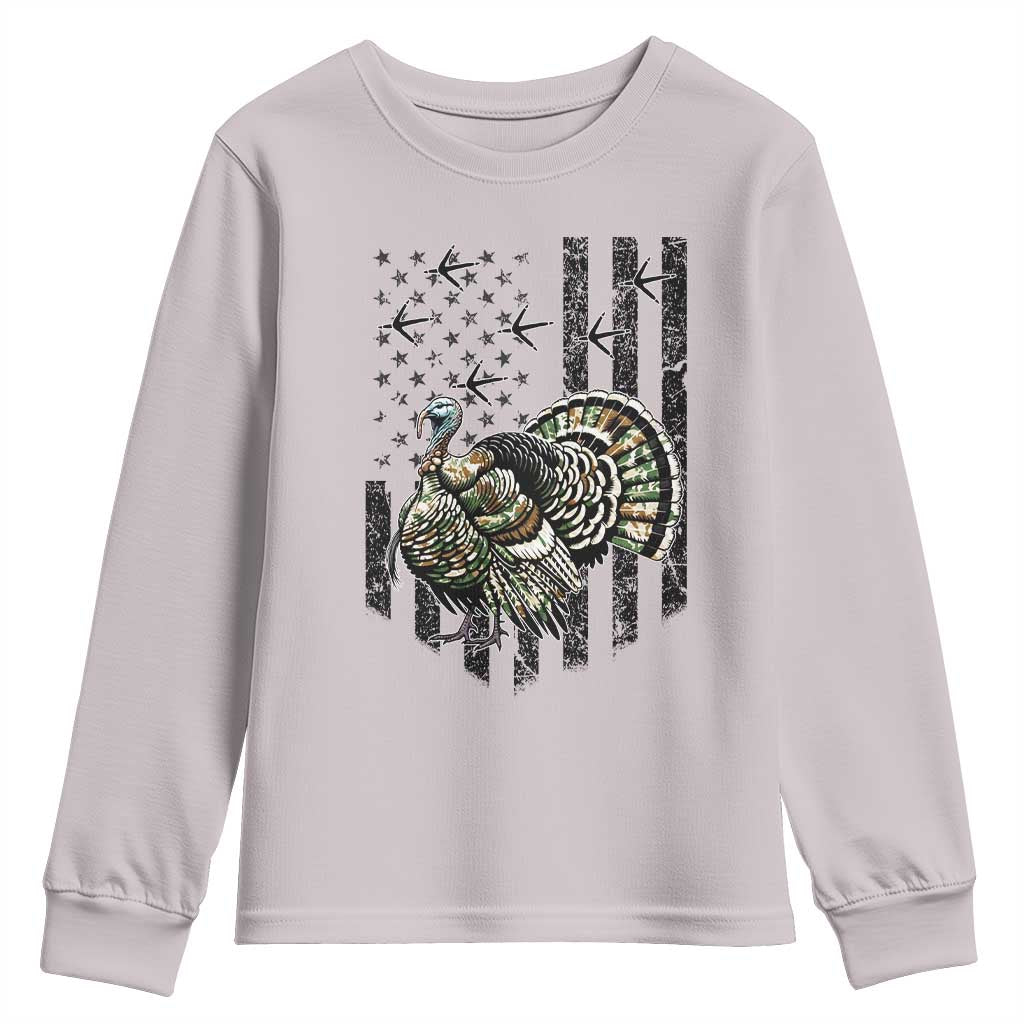 Turkey Hunter Youth Sweatshirt Patriotic American Flag Gift - Wonder Print Shop