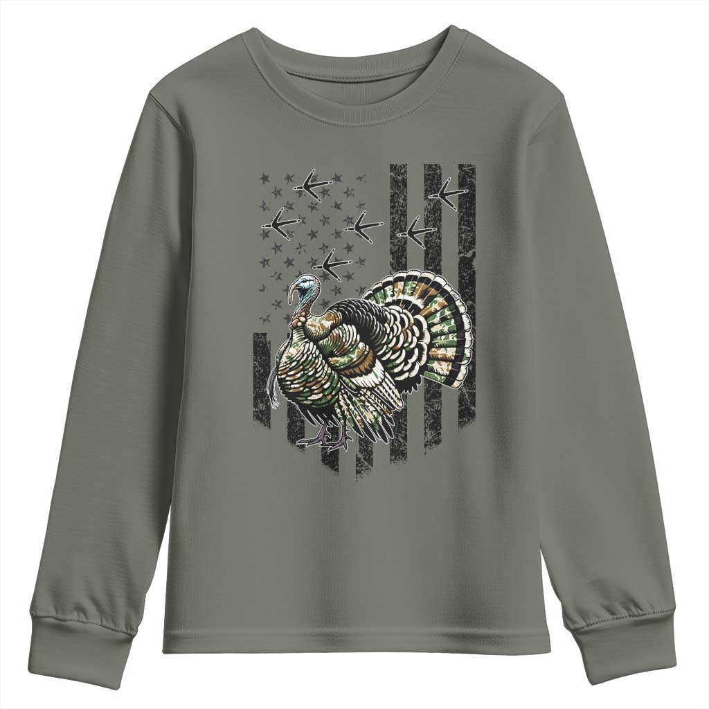 Turkey Hunter Youth Sweatshirt Patriotic American Flag Gift - Wonder Print Shop