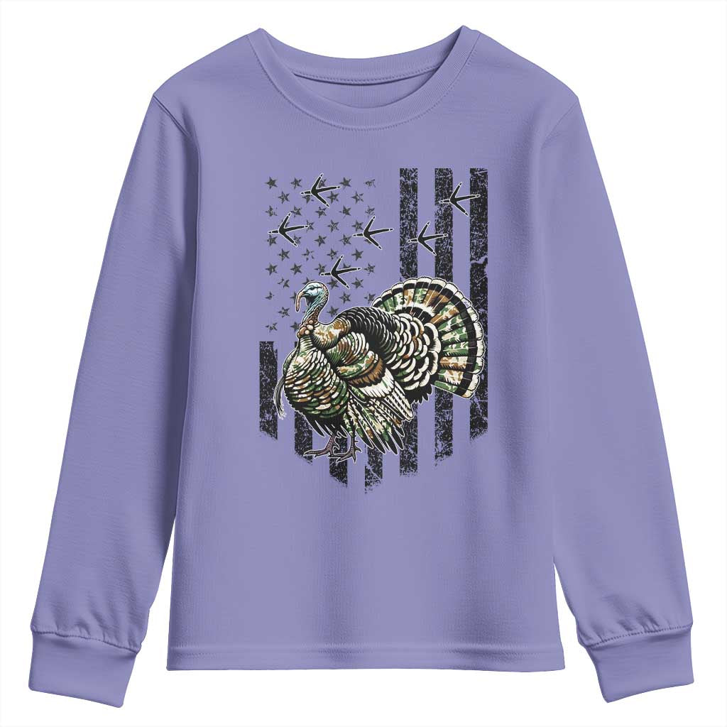 Turkey Hunter Youth Sweatshirt Patriotic American Flag Gift - Wonder Print Shop