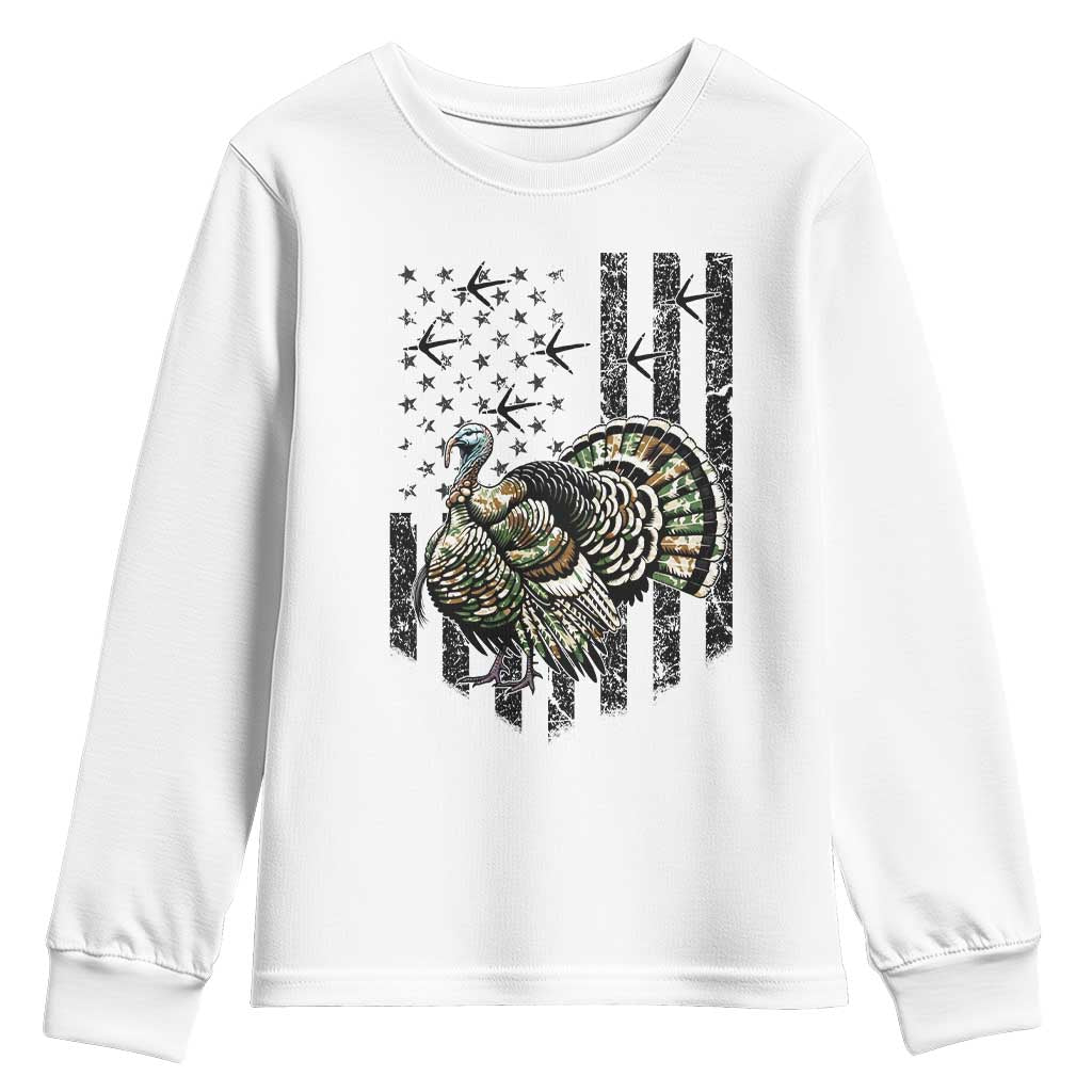 Turkey Hunter Youth Sweatshirt Patriotic American Flag Gift - Wonder Print Shop