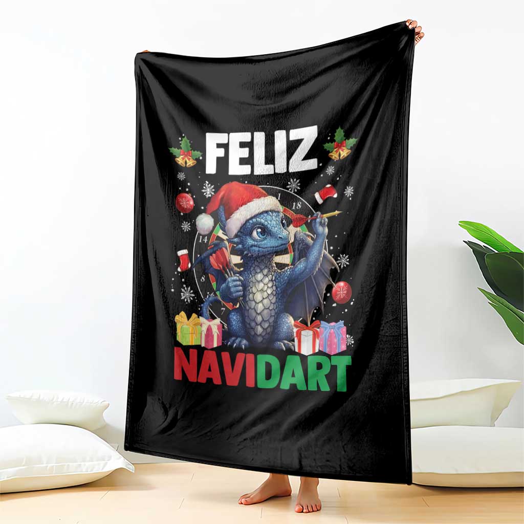Funny Dragon Throwing Dart Christmas Gift Throw Blanket Feliz Navidart - Wonder Print Shop