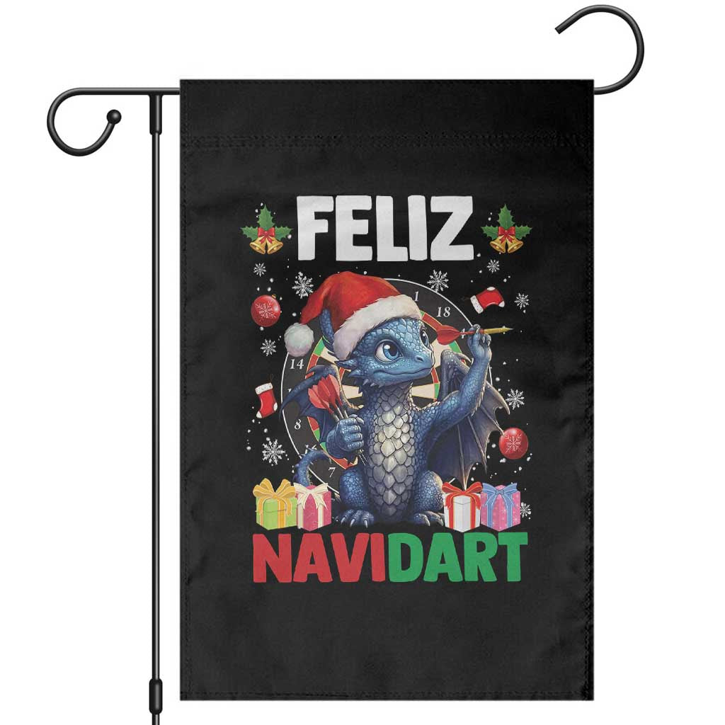 Funny Dragon Throwing Dart Christmas Gift Garden Flag Feliz Navidart - Wonder Print Shop