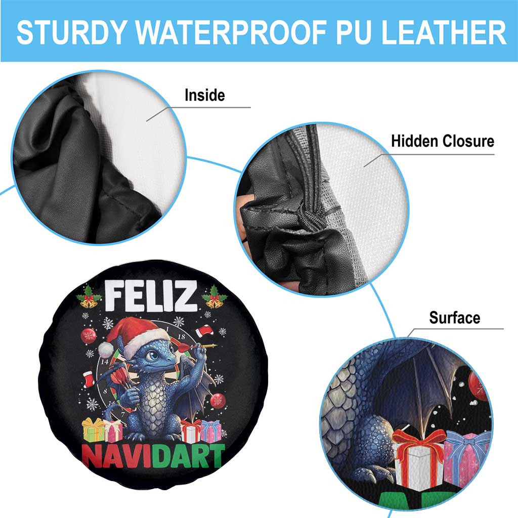 Funny Dragon Throwing Dart Christmas Gift Spare Tire Cover Feliz Navidart - Wonder Print Shop