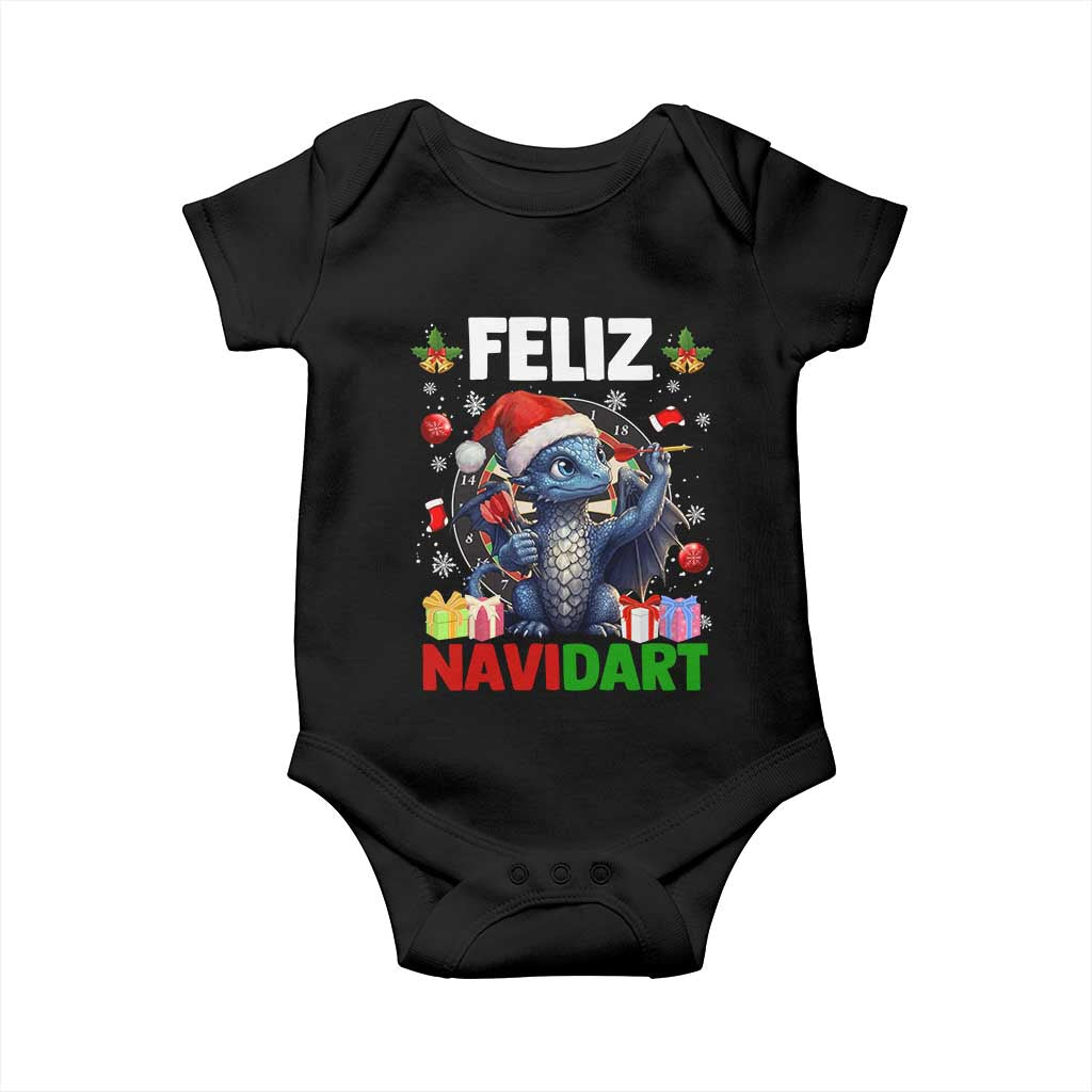 Funny Dragon Throwing Dart Christmas Gift Baby Onesie Feliz Navidart - Wonder Print Shop