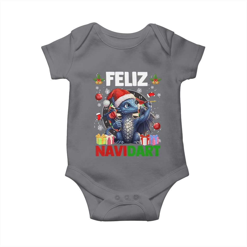 Funny Dragon Throwing Dart Christmas Gift Baby Onesie Feliz Navidart - Wonder Print Shop