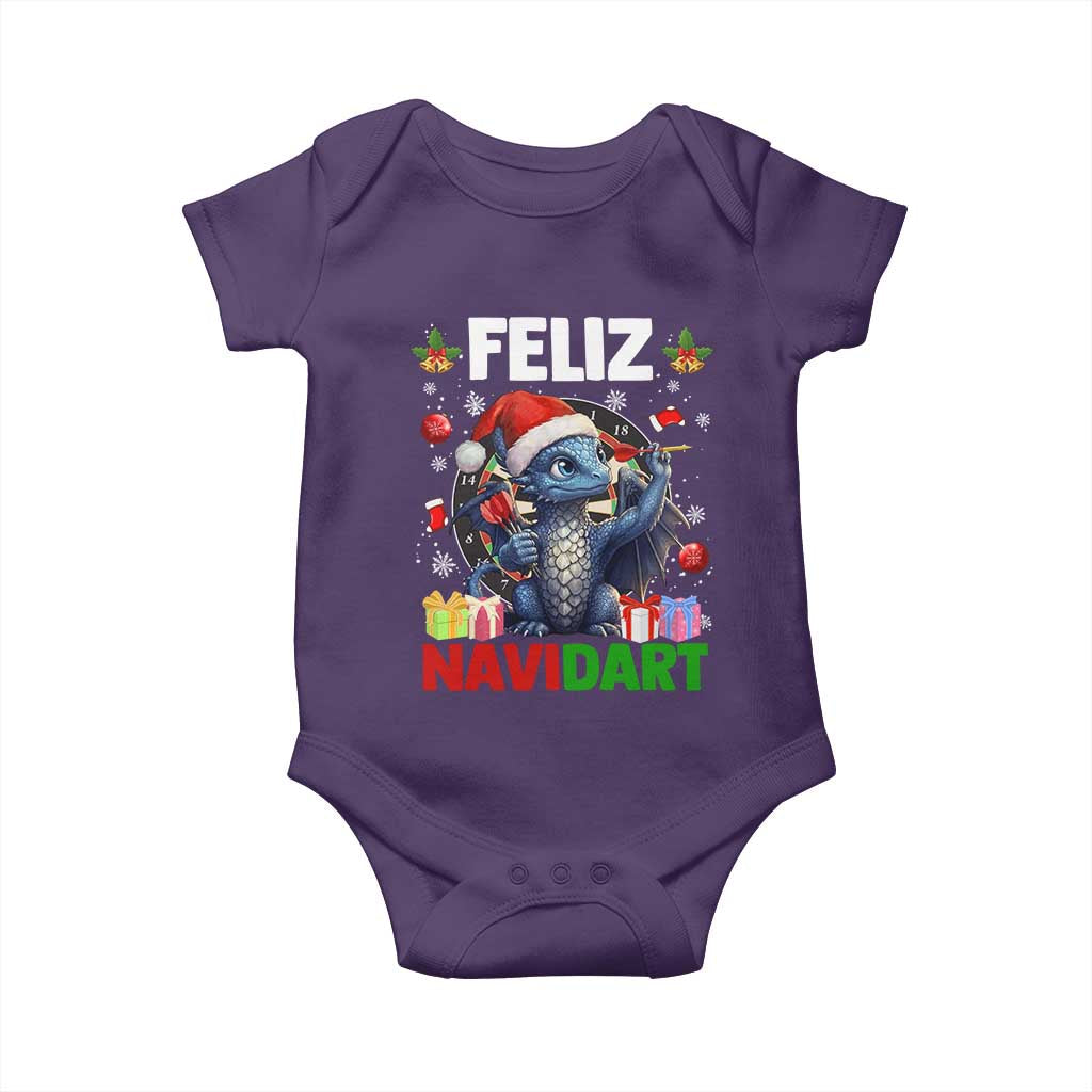 Funny Dragon Throwing Dart Christmas Gift Baby Onesie Feliz Navidart - Wonder Print Shop