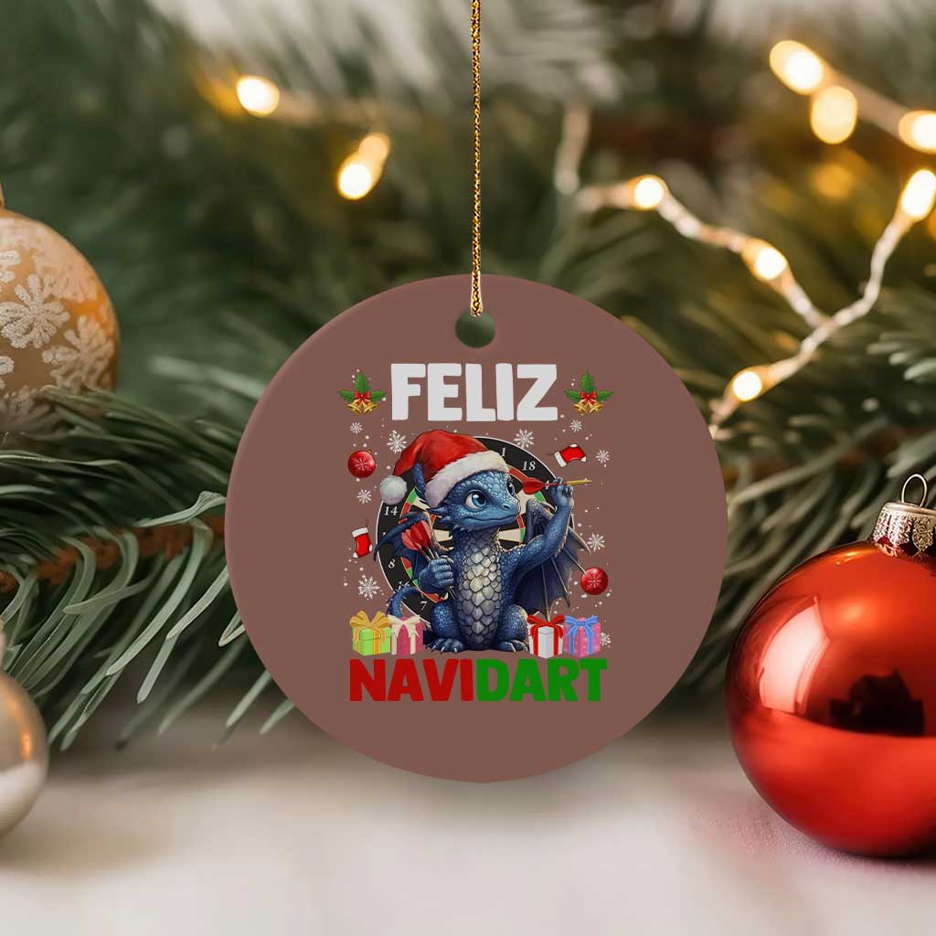 Funny Dragon Throwing Dart Christmas Gift Ceramic Ornament Feliz Navidart - Wonder Print Shop
