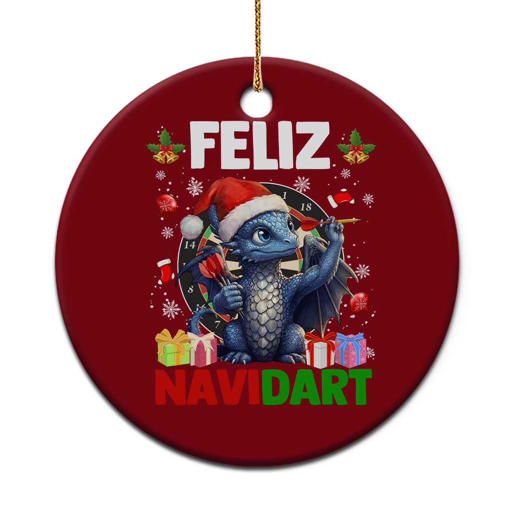 Funny Dragon Throwing Dart Christmas Gift Ceramic Ornament Feliz Navidart - Wonder Print Shop