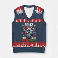 Funny Dragon Throwing Dart Xmas Gift V-Neck Knit Sweater Vest Feliz Navidart - Wonder Print Shop