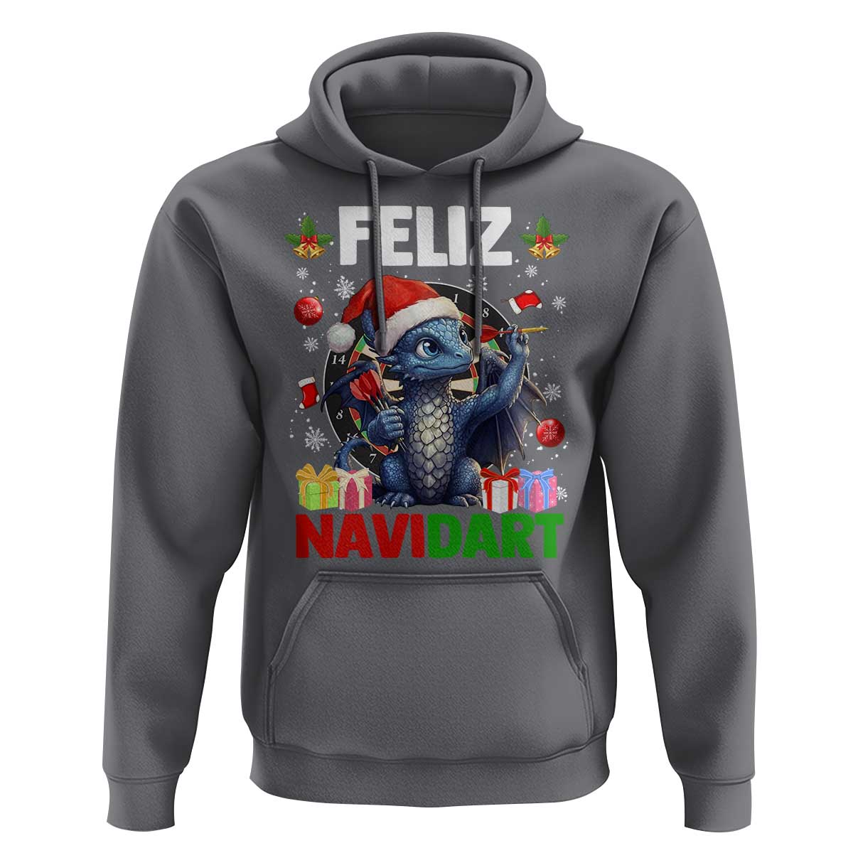 Funny Dragon Throwing Dart Christmas Gift Hoodie Feliz Navidart - Wonder Print Shop