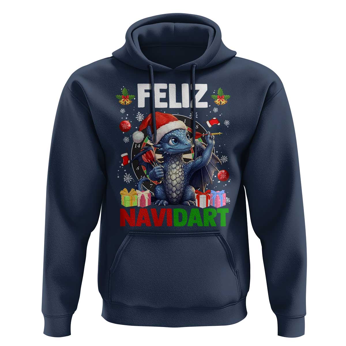 Funny Dragon Throwing Dart Christmas Gift Hoodie Feliz Navidart - Wonder Print Shop