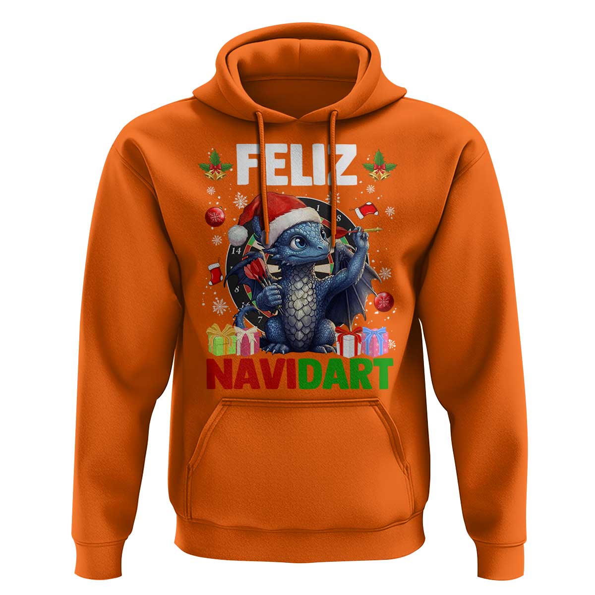 Funny Dragon Throwing Dart Christmas Gift Hoodie Feliz Navidart - Wonder Print Shop