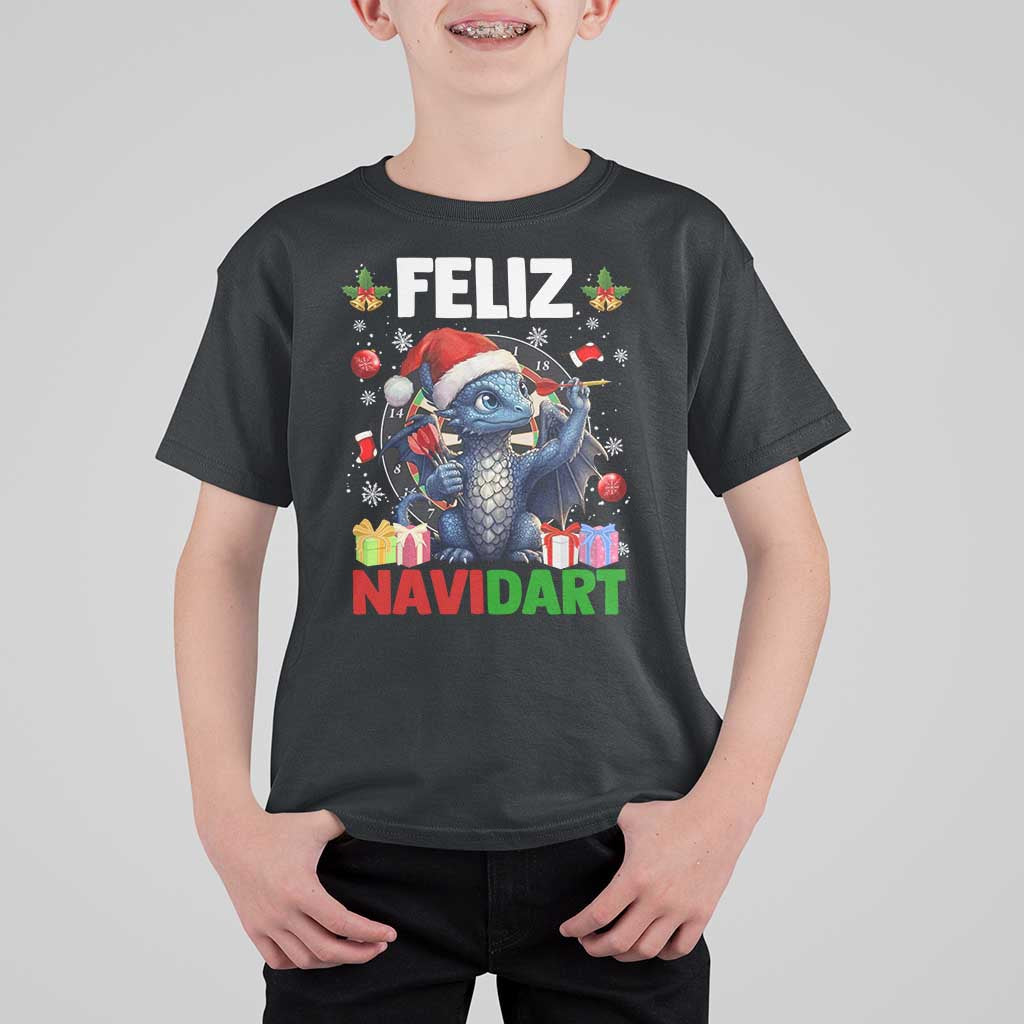 Funny Dragon Throwing Dart Christmas Gift T Shirt For Kid Feliz Navidart - Wonder Print Shop
