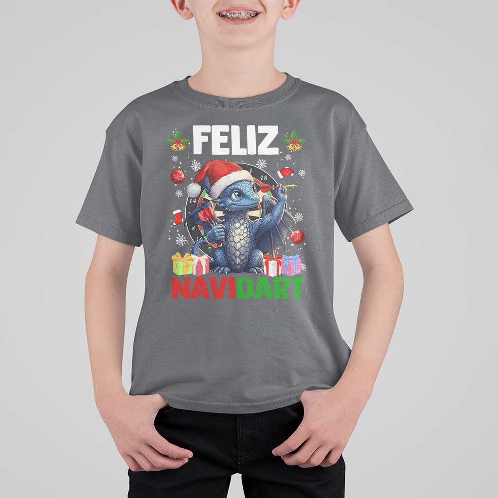 Funny Dragon Throwing Dart Christmas Gift T Shirt For Kid Feliz Navidart - Wonder Print Shop