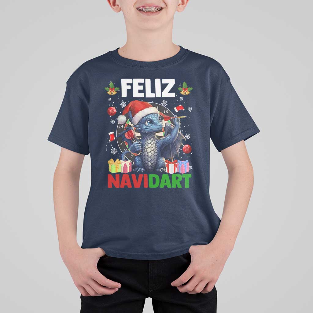 Funny Dragon Throwing Dart Christmas Gift T Shirt For Kid Feliz Navidart - Wonder Print Shop