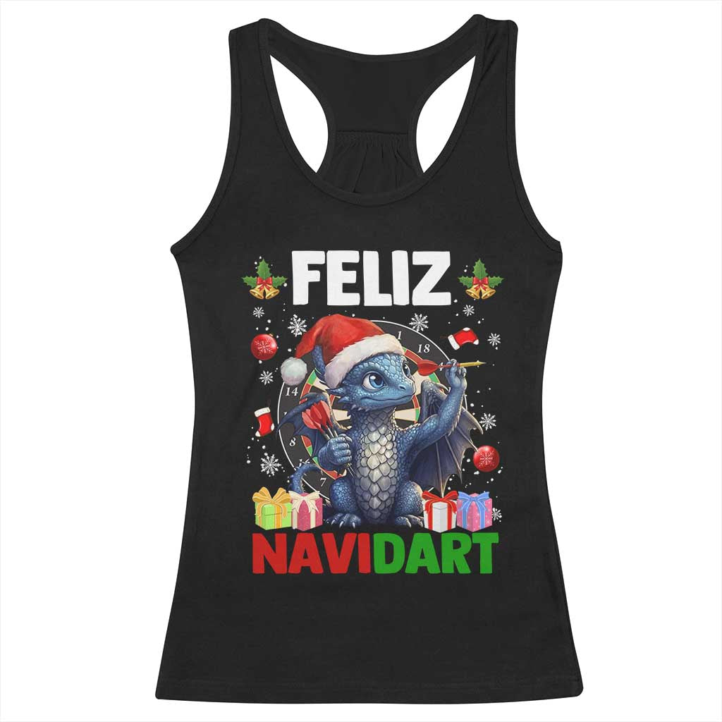 Funny Dragon Throwing Dart Christmas Gift Racerback Tank Top Feliz Navidart - Wonder Print Shop