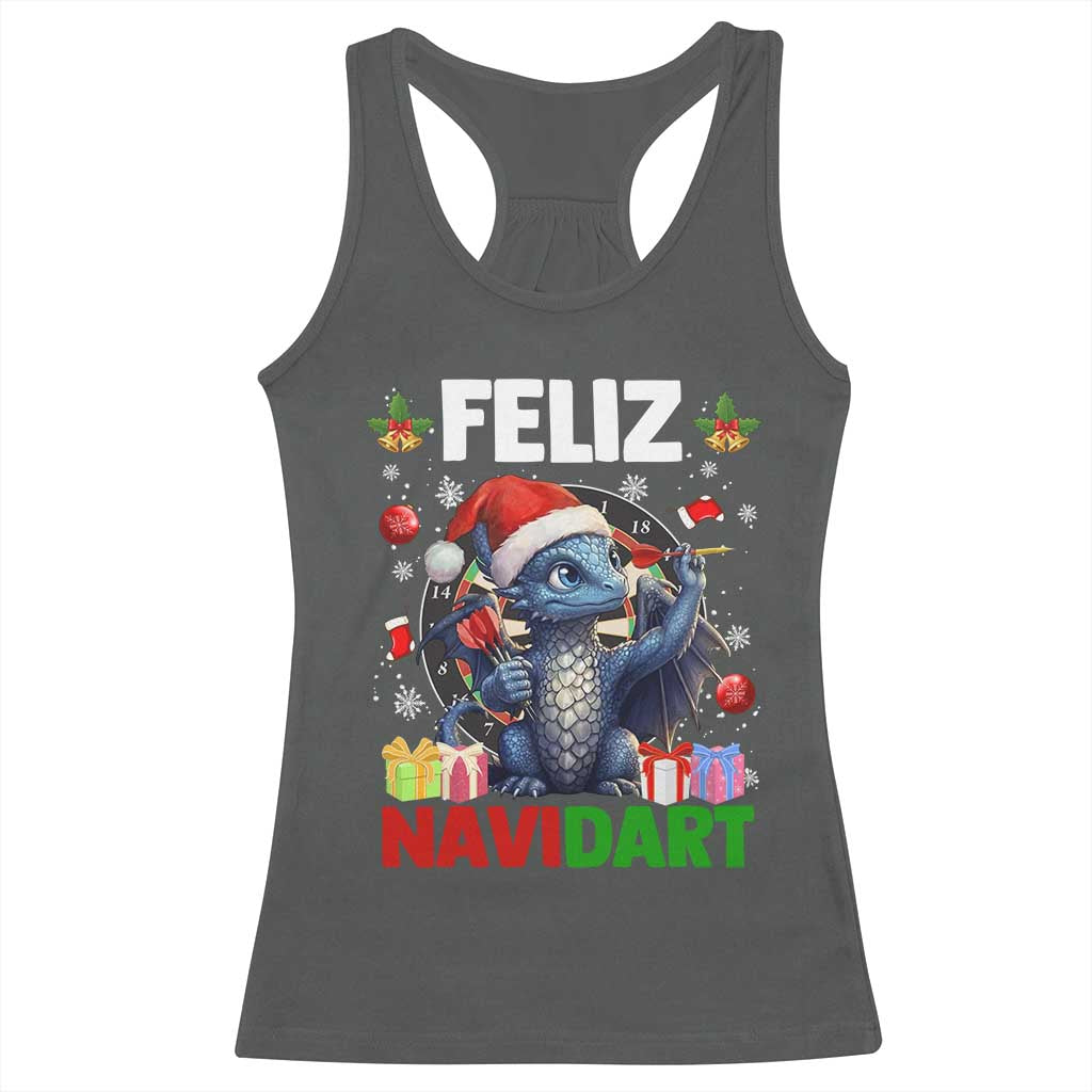 Funny Dragon Throwing Dart Christmas Gift Racerback Tank Top Feliz Navidart - Wonder Print Shop