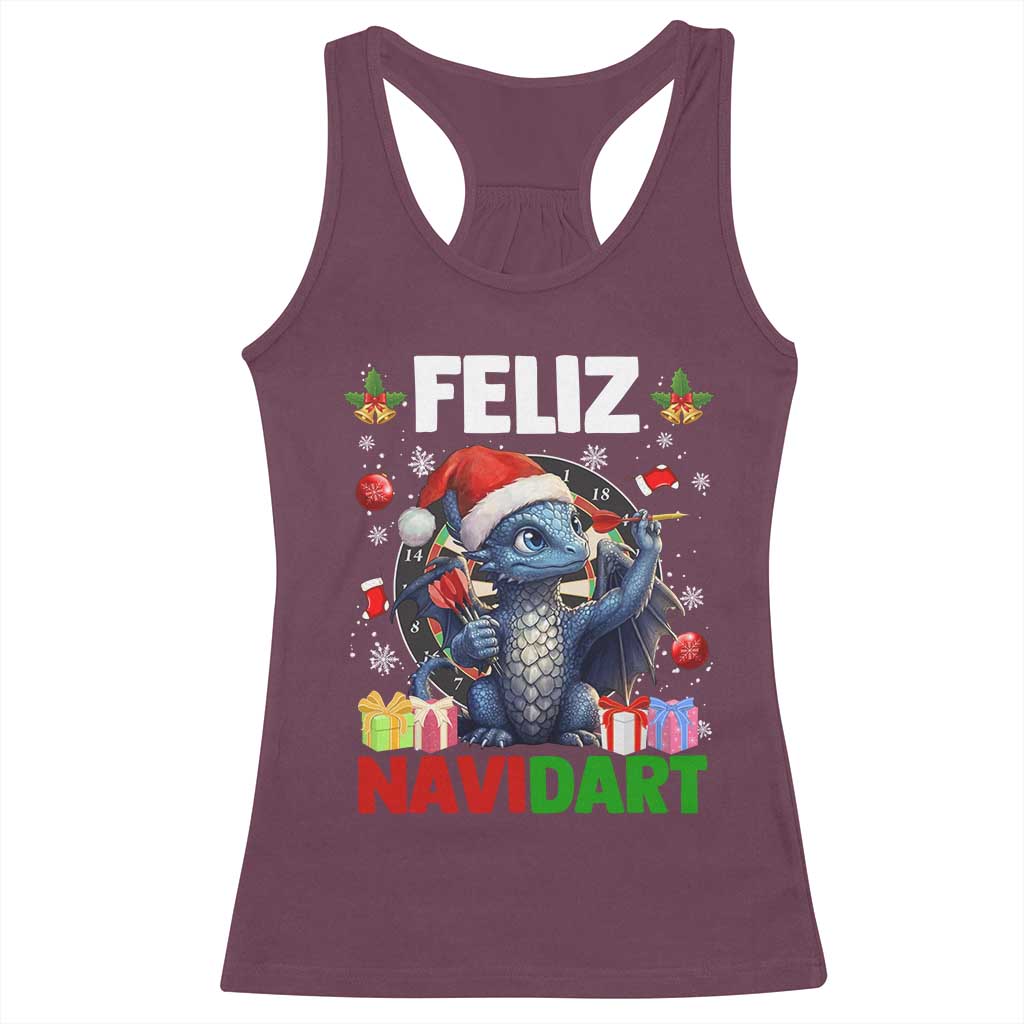 Funny Dragon Throwing Dart Christmas Gift Racerback Tank Top Feliz Navidart - Wonder Print Shop
