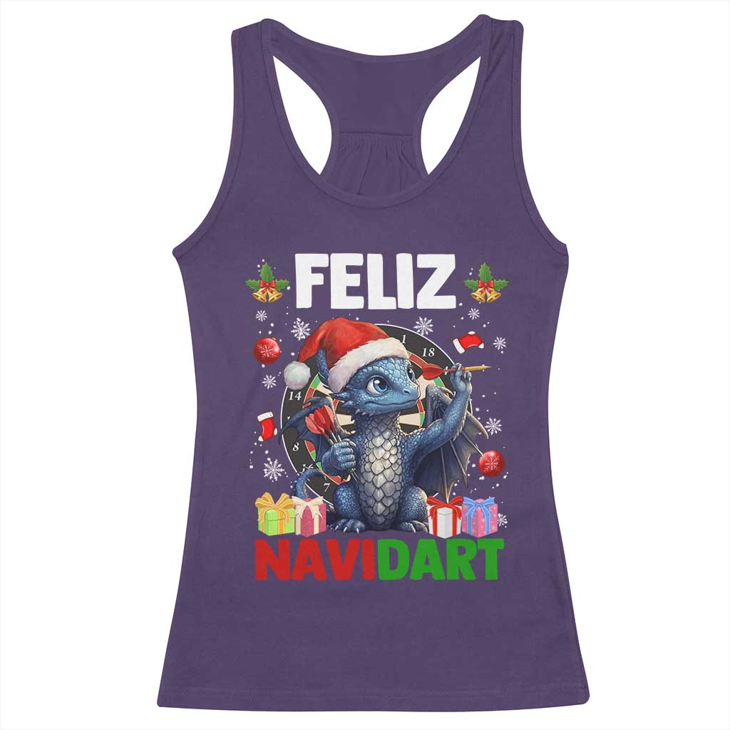 Funny Dragon Throwing Dart Christmas Gift Racerback Tank Top Feliz Navidart - Wonder Print Shop
