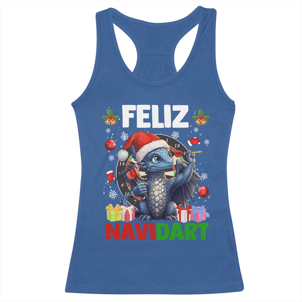 Funny Dragon Throwing Dart Christmas Gift Racerback Tank Top Feliz Navidart - Wonder Print Shop