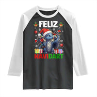 Funny Dragon Throwing Dart Christmas Gift Raglan Shirt Feliz Navidart - Wonder Print Shop