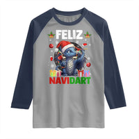 Funny Dragon Throwing Dart Christmas Gift Raglan Shirt Feliz Navidart - Wonder Print Shop