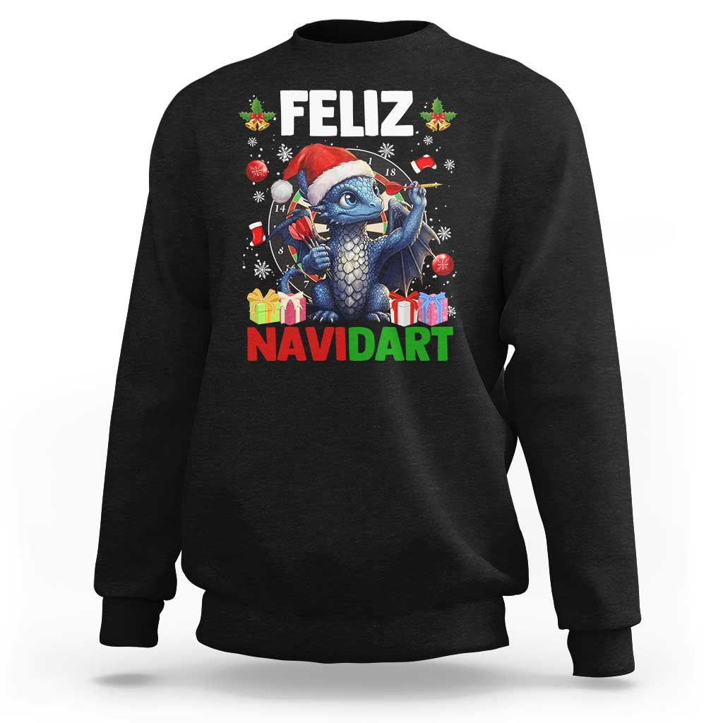 Funny Dragon Throwing Dart Christmas Gift Sweatshirt Feliz Navidart - Wonder Print Shop