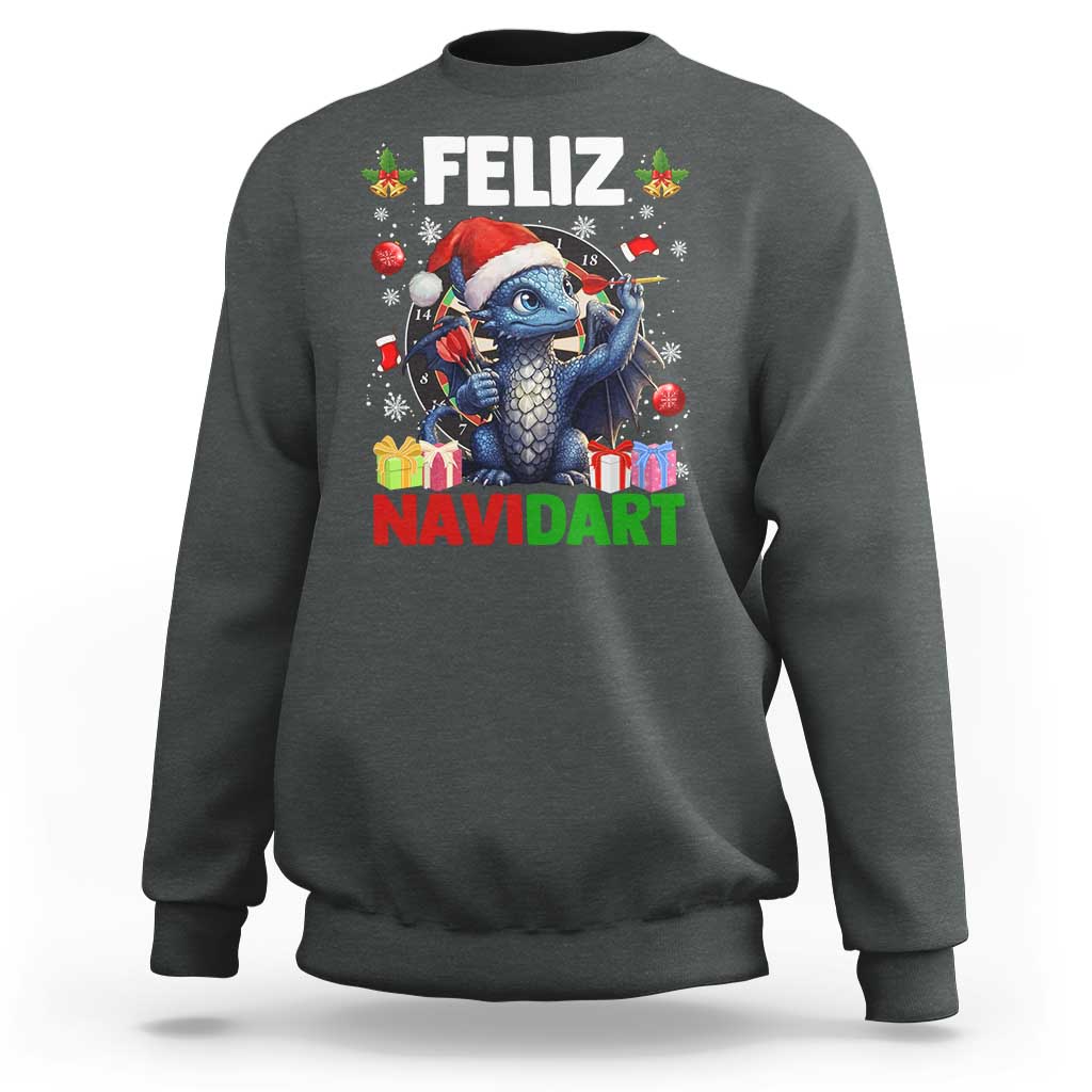 Funny Dragon Throwing Dart Christmas Gift Sweatshirt Feliz Navidart - Wonder Print Shop