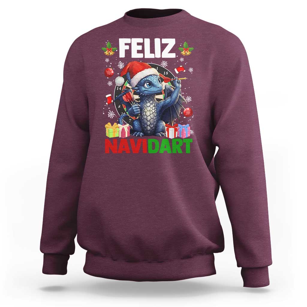 Funny Dragon Throwing Dart Christmas Gift Sweatshirt Feliz Navidart - Wonder Print Shop