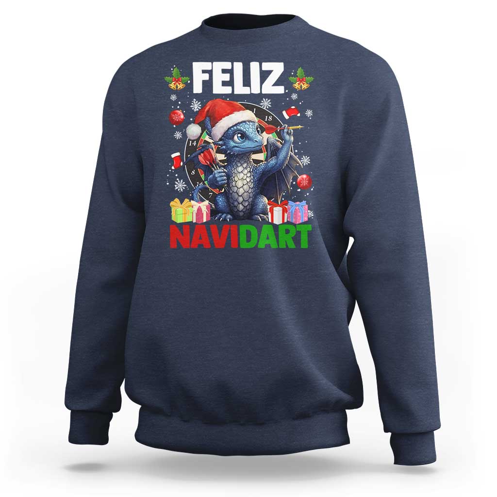 Funny Dragon Throwing Dart Christmas Gift Sweatshirt Feliz Navidart - Wonder Print Shop