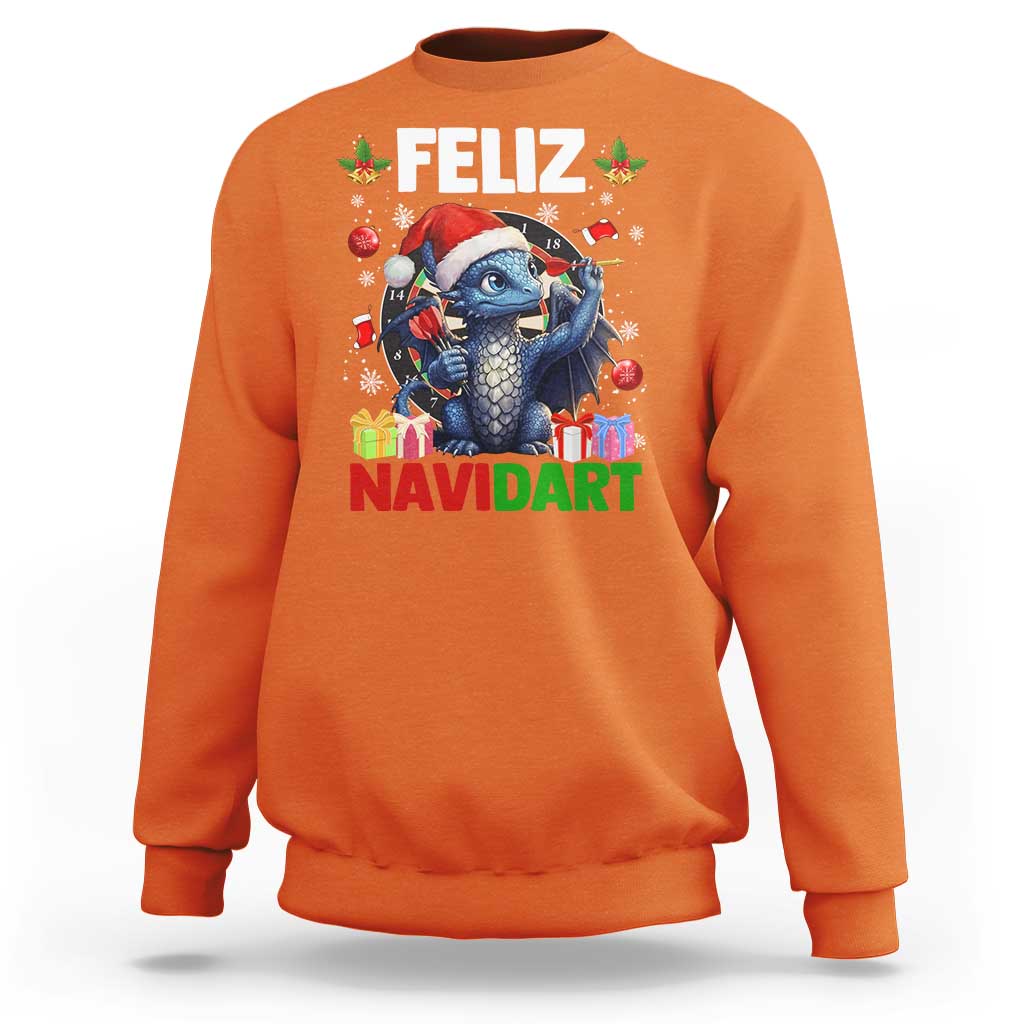 Funny Dragon Throwing Dart Christmas Gift Sweatshirt Feliz Navidart - Wonder Print Shop