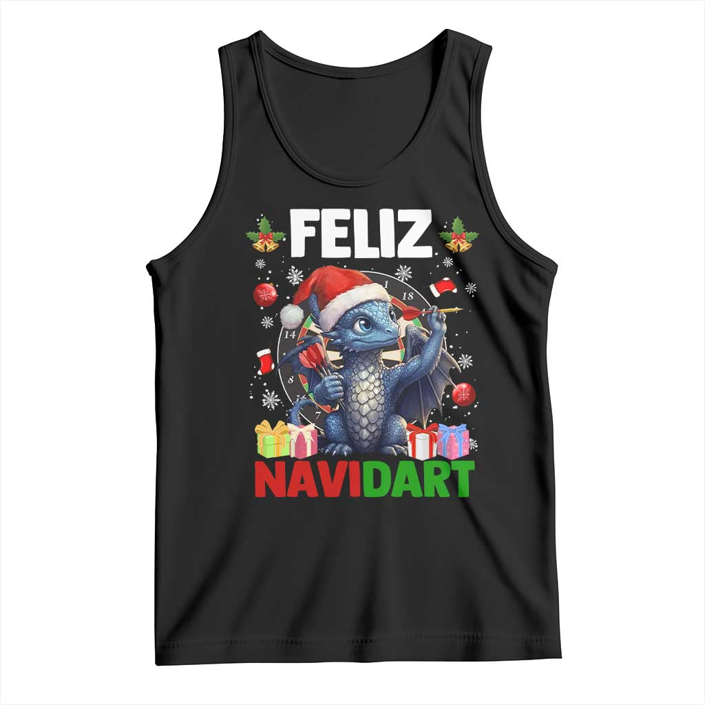 Funny Dragon Throwing Dart Christmas Gift Tank Top Feliz Navidart - Wonder Print Shop