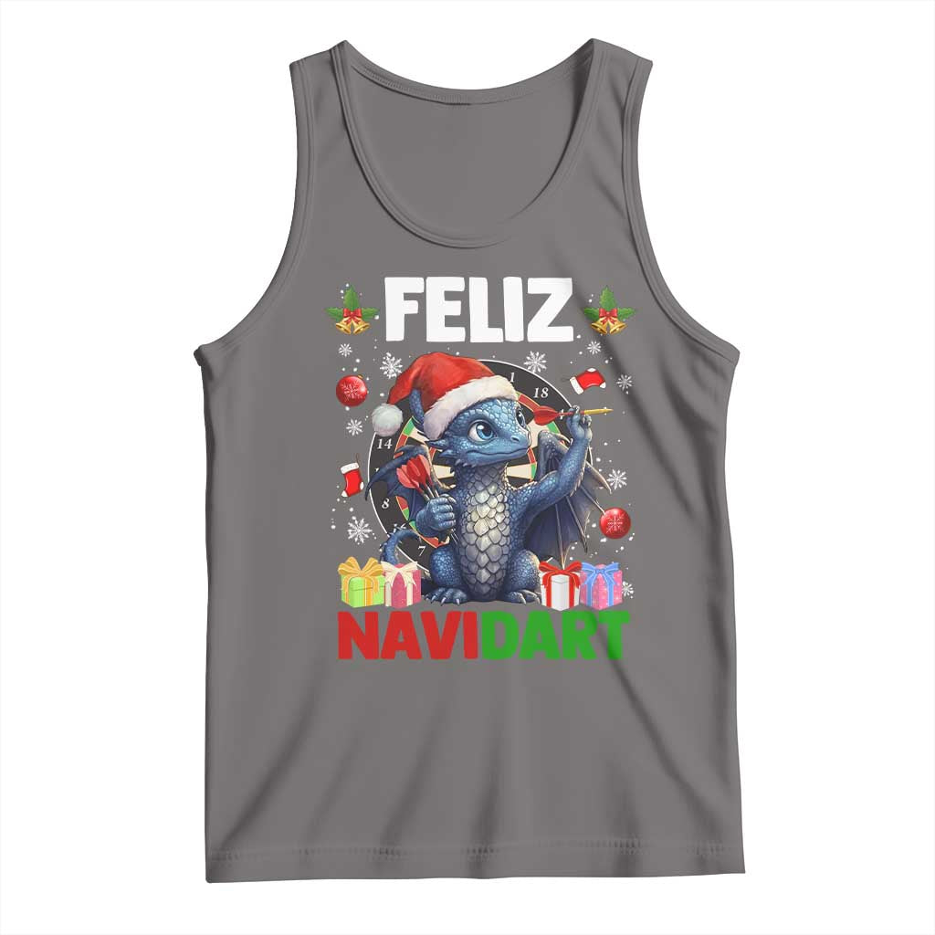 Funny Dragon Throwing Dart Christmas Gift Tank Top Feliz Navidart - Wonder Print Shop