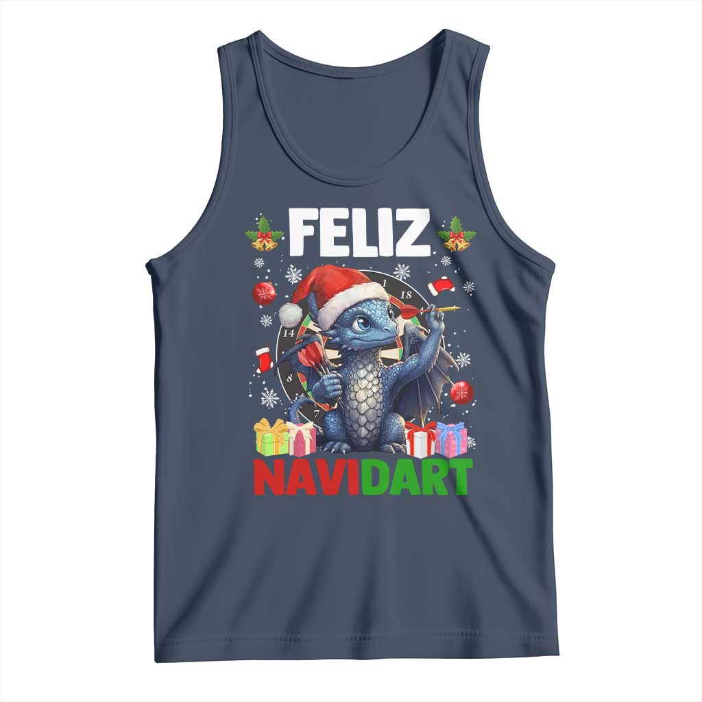Funny Dragon Throwing Dart Christmas Gift Tank Top Feliz Navidart - Wonder Print Shop