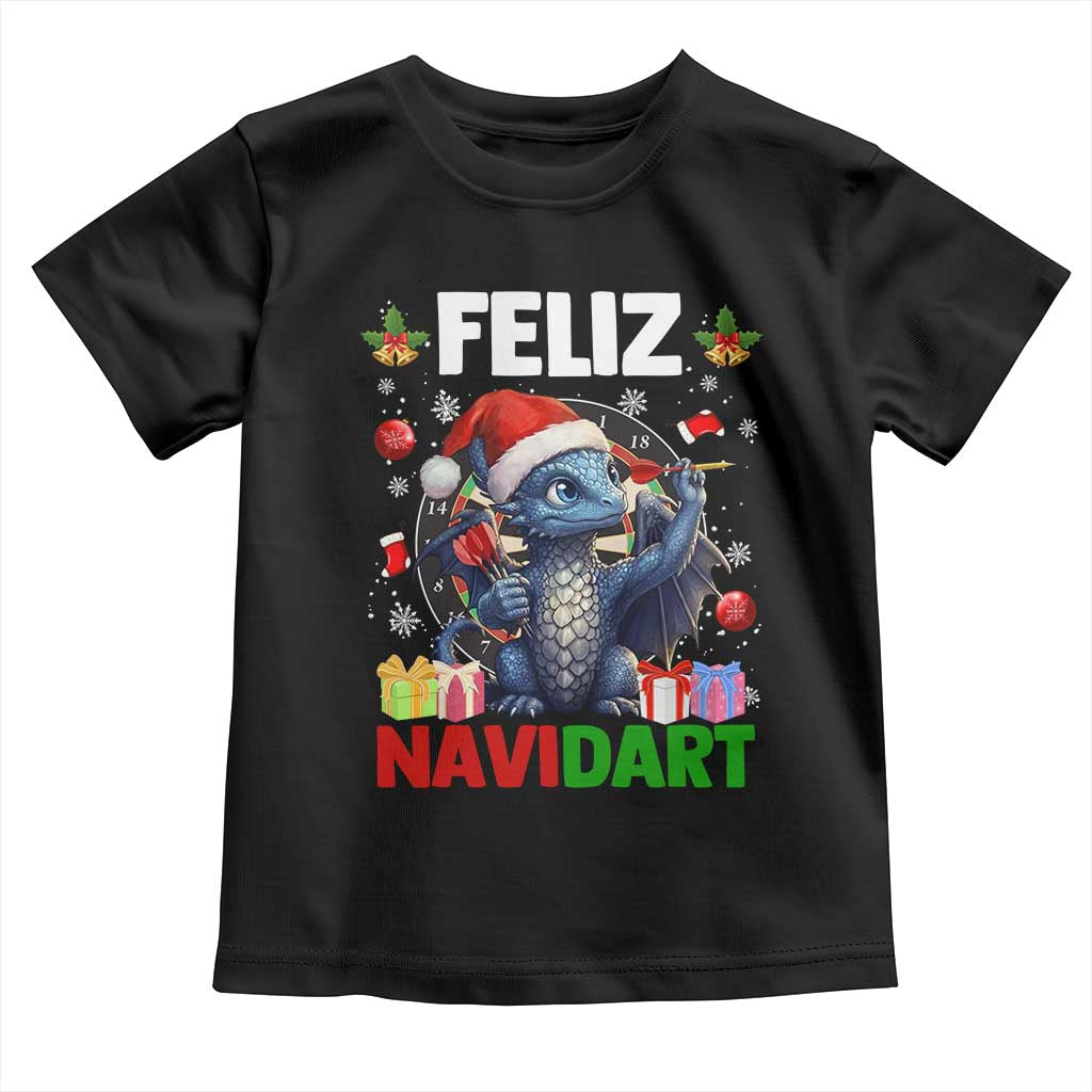Funny Dragon Throwing Dart Christmas Gift Toddler T Shirt Feliz Navidart - Wonder Print Shop