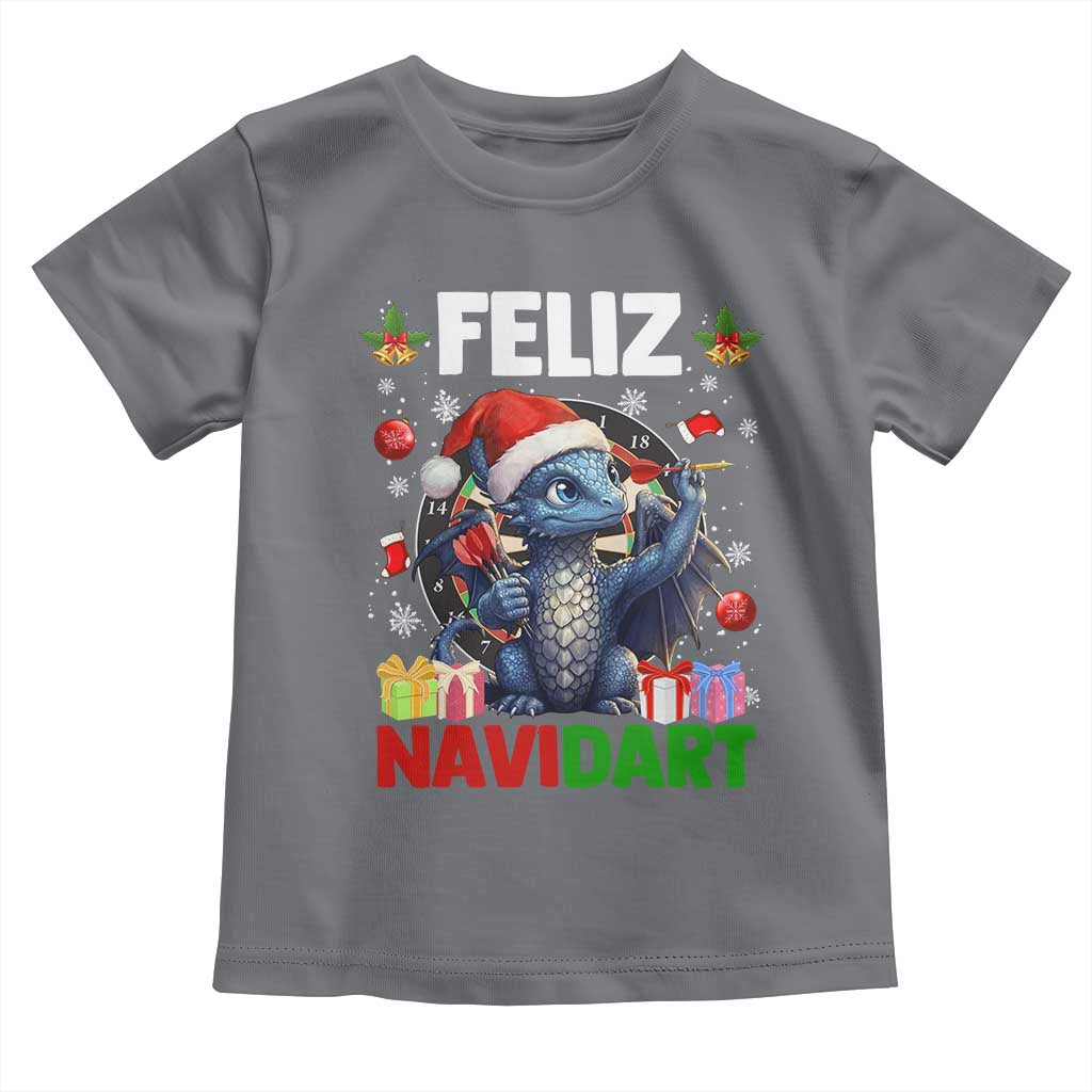 Funny Dragon Throwing Dart Christmas Gift Toddler T Shirt Feliz Navidart - Wonder Print Shop