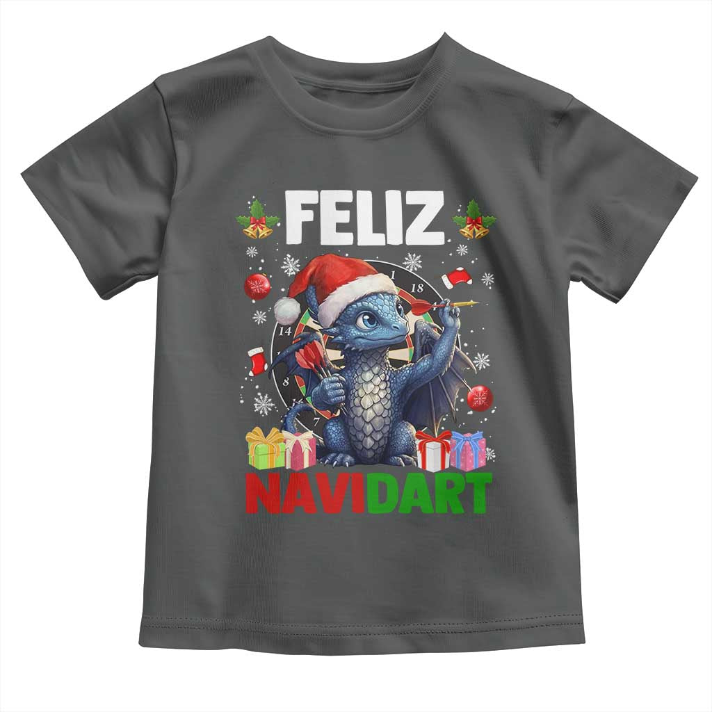 Funny Dragon Throwing Dart Christmas Gift Toddler T Shirt Feliz Navidart - Wonder Print Shop