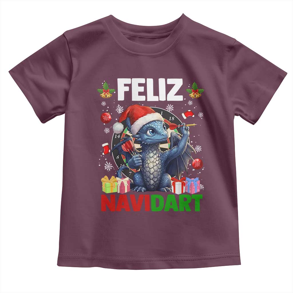 Funny Dragon Throwing Dart Christmas Gift Toddler T Shirt Feliz Navidart - Wonder Print Shop