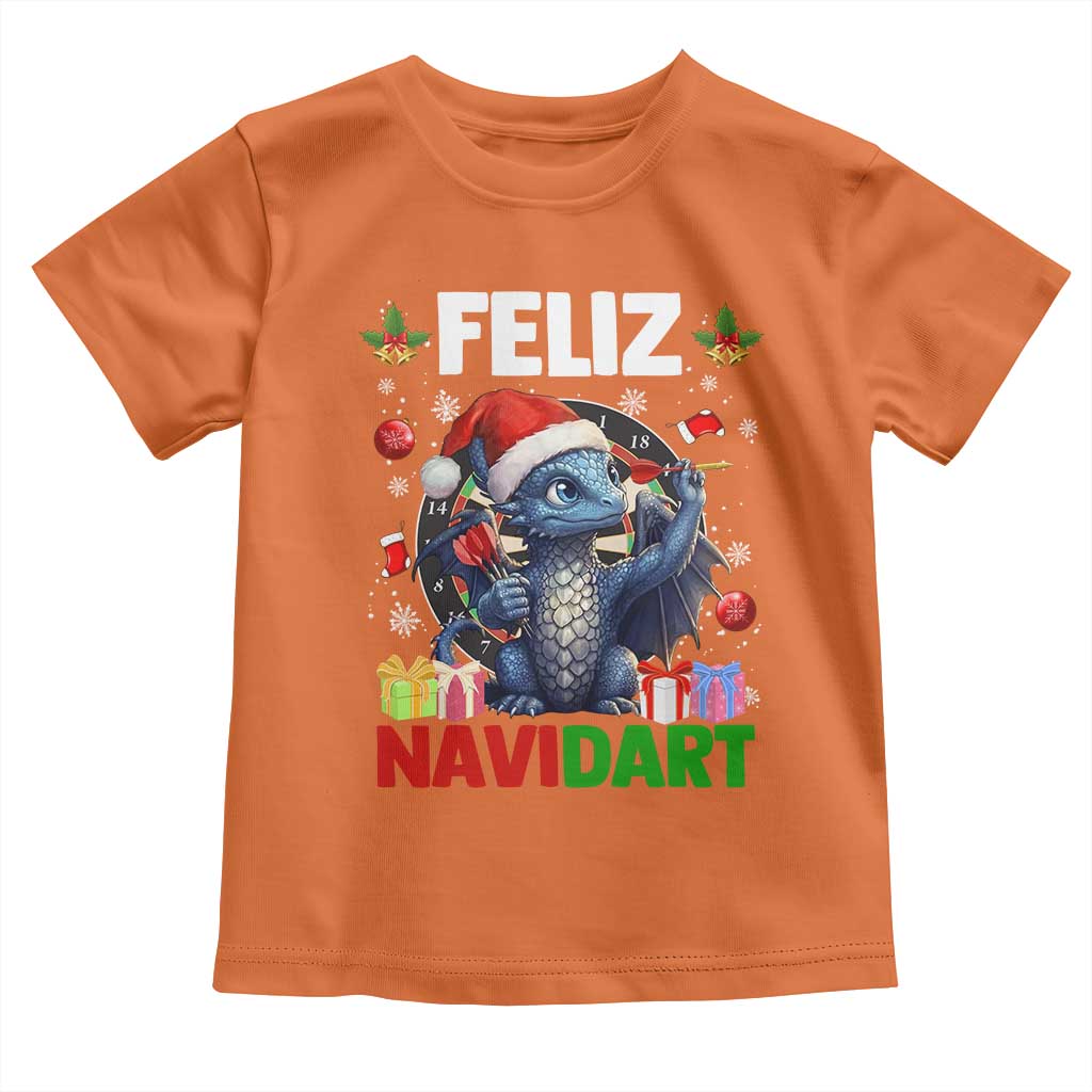 Funny Dragon Throwing Dart Christmas Gift Toddler T Shirt Feliz Navidart - Wonder Print Shop