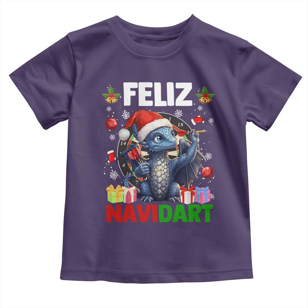 Funny Dragon Throwing Dart Christmas Gift Toddler T Shirt Feliz Navidart - Wonder Print Shop