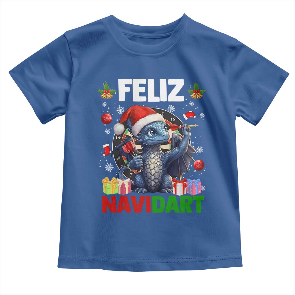 Funny Dragon Throwing Dart Christmas Gift Toddler T Shirt Feliz Navidart - Wonder Print Shop