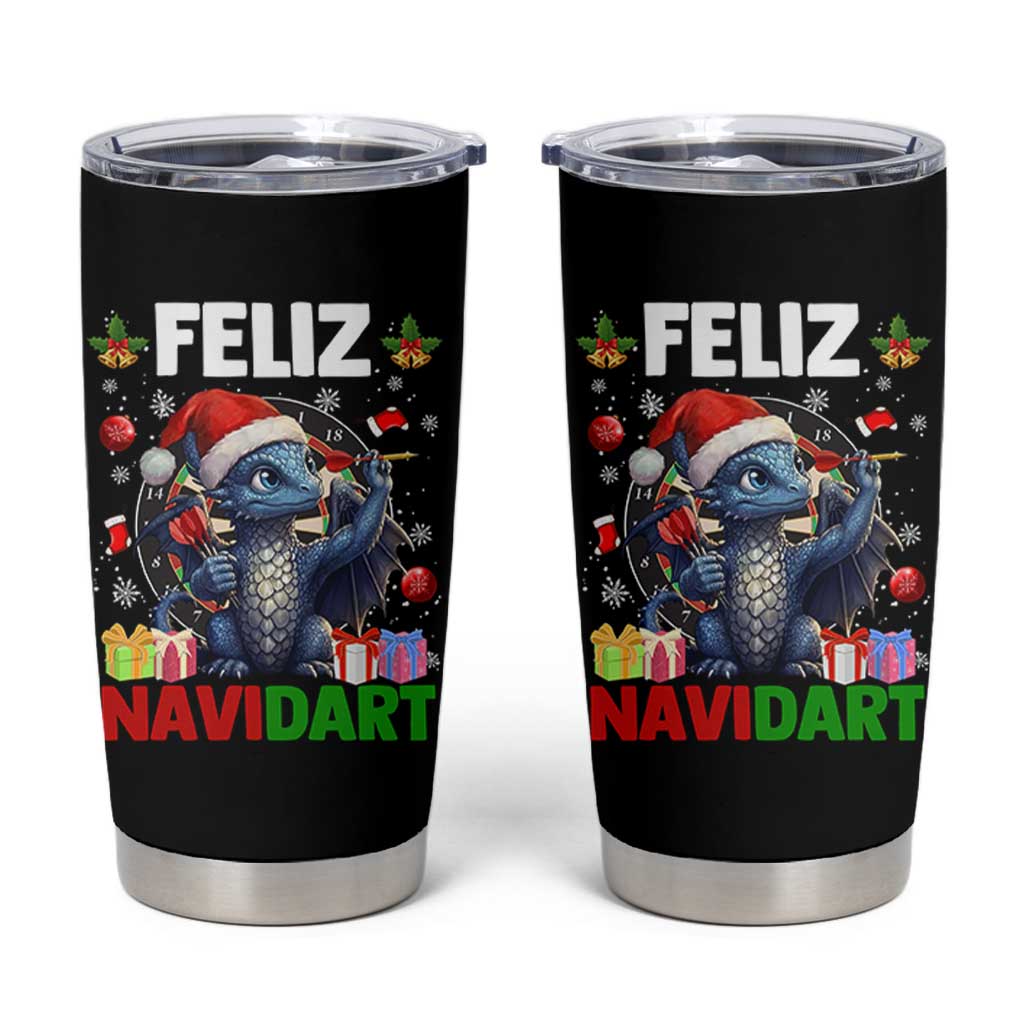 Funny Dragon Throwing Dart Christmas Gift Tumbler Cup Feliz Navidart - Wonder Print Shop