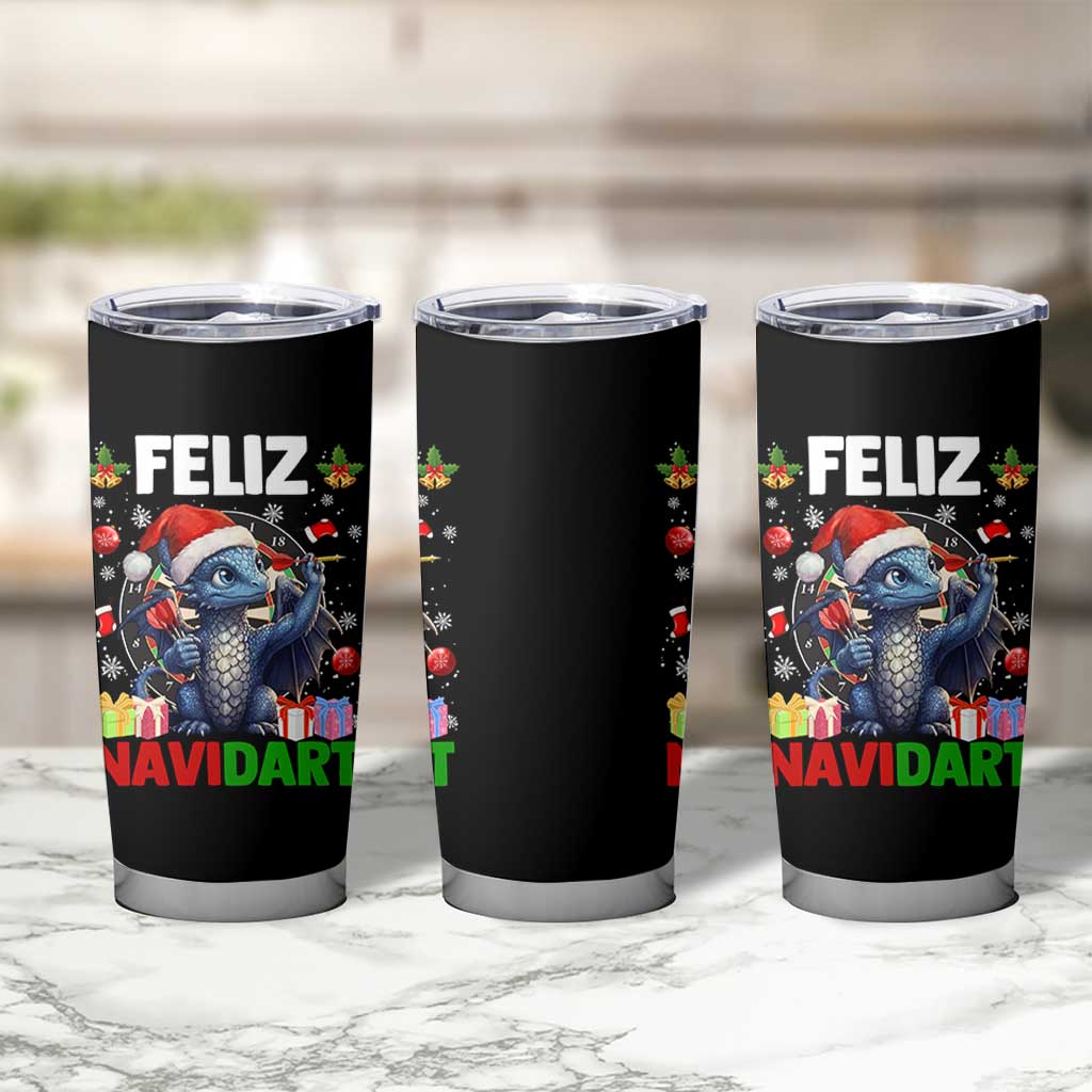 Funny Dragon Throwing Dart Christmas Gift Tumbler Cup Feliz Navidart - Wonder Print Shop