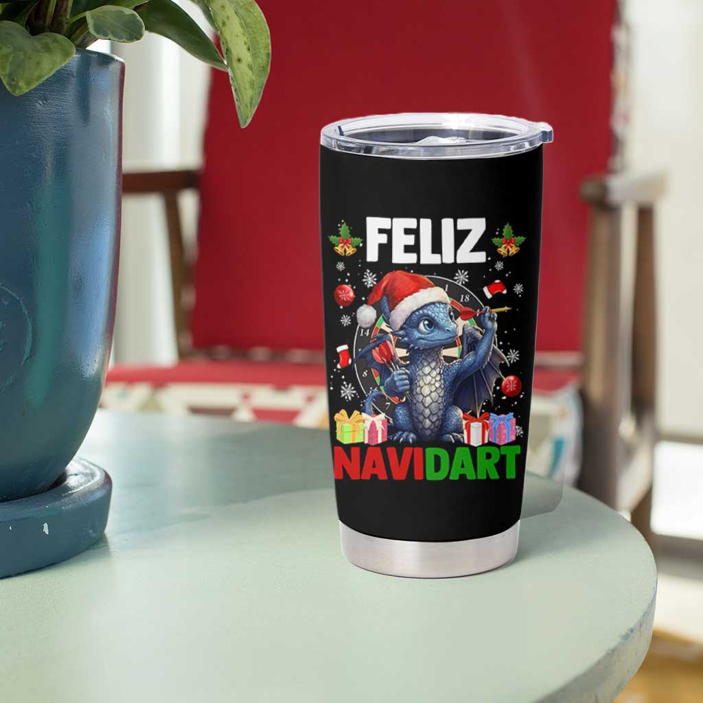 Funny Dragon Throwing Dart Christmas Gift Tumbler Cup Feliz Navidart - Wonder Print Shop