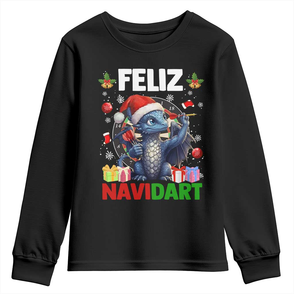 Funny Dragon Throwing Dart Christmas Gift Youth Sweatshirt Feliz Navidart - Wonder Print Shop