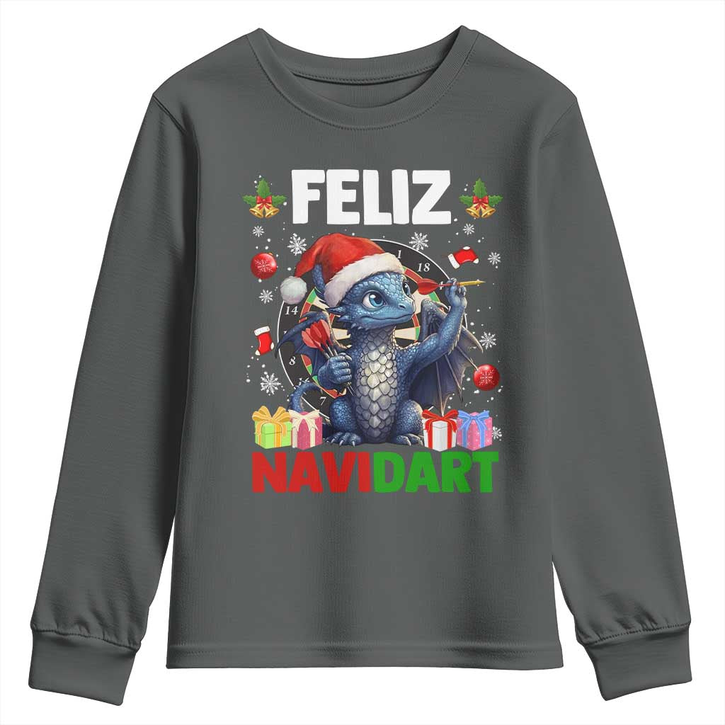 Funny Dragon Throwing Dart Christmas Gift Youth Sweatshirt Feliz Navidart - Wonder Print Shop