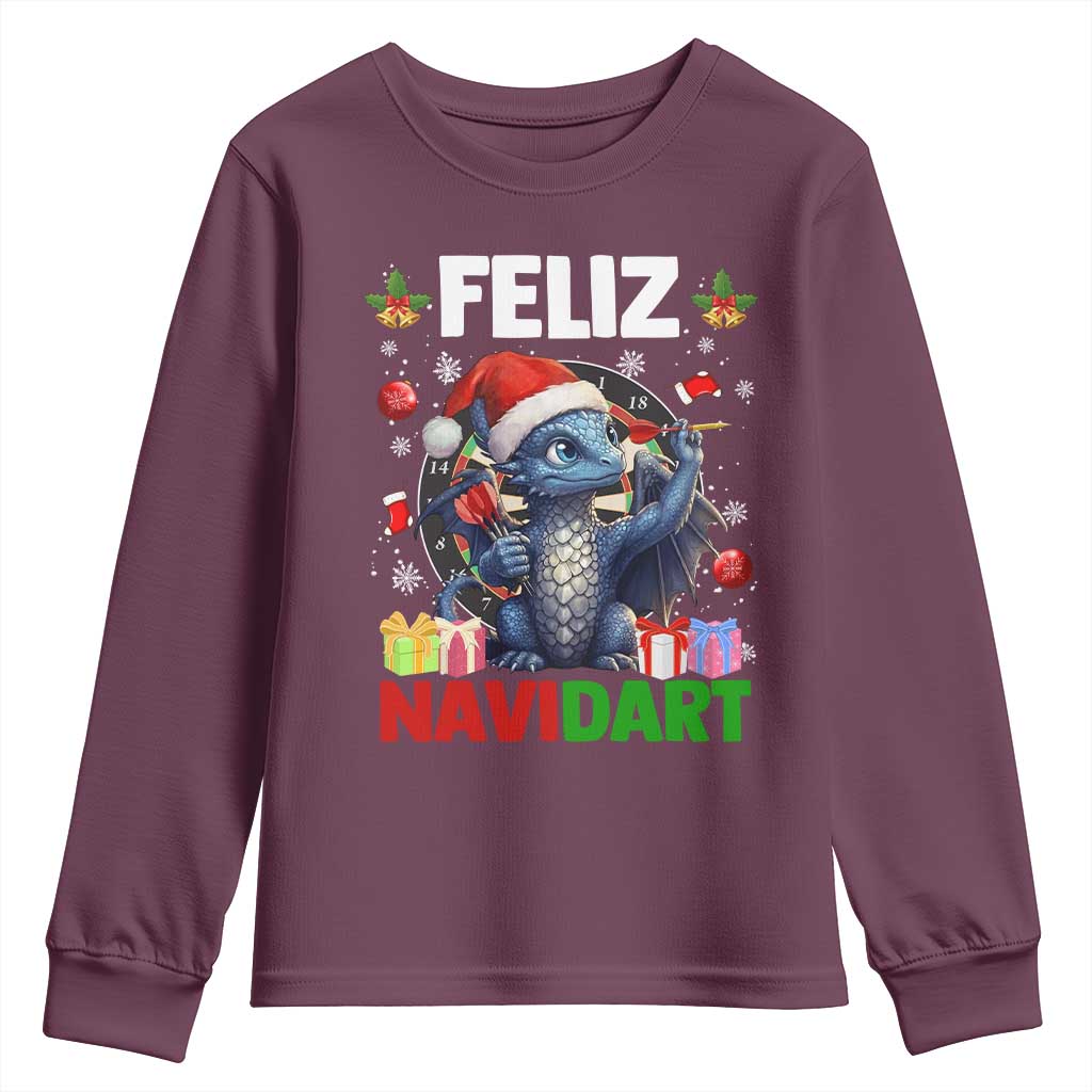 Funny Dragon Throwing Dart Christmas Gift Youth Sweatshirt Feliz Navidart - Wonder Print Shop