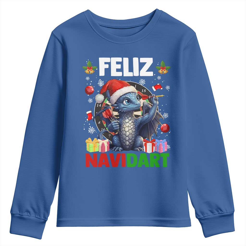Funny Dragon Throwing Dart Christmas Gift Youth Sweatshirt Feliz Navidart - Wonder Print Shop