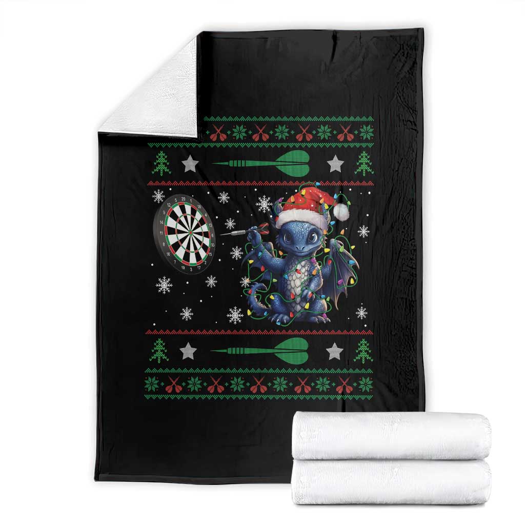 Funny Dragon Throwing Dart Throw Blanket Ugly Christmas Dart Player Gift - Wonder Print Shop